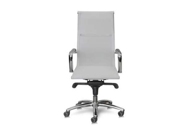 Immagine di Poltrona direzionale girevole Unisit Pollux Space PXP schienale alto in rete bianco - con braccioli