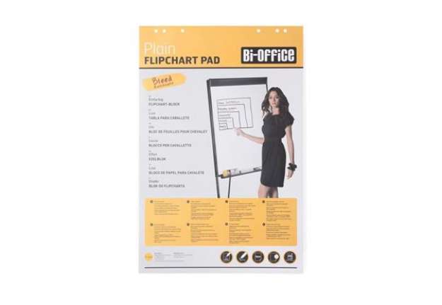 Immagine di Blocco carta Bi-Office per cavalletti - 65x95 cm - foglio bianco  60 g/m² - 20 fogli - FL0325103