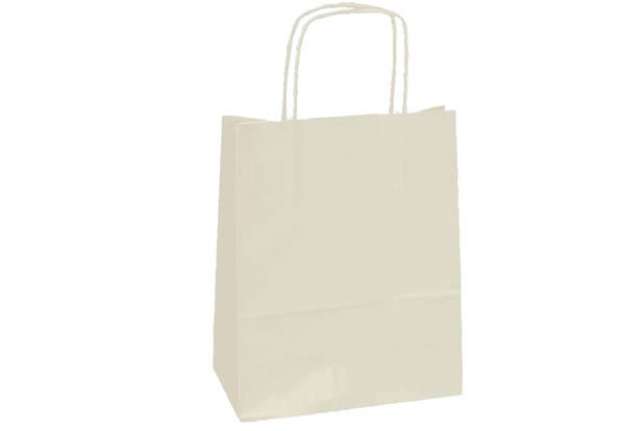 Immagine di Shopper Twisted - maniglie cordino - 18 x 8 x 24 cm - carta kraft - avorio - Mainetti Bags - conf. 2