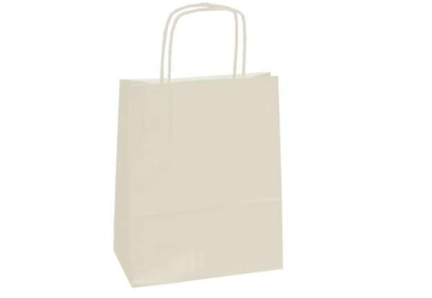 Immagine di Shopper Twisted - maniglie cordino - 14 x 9 x 21 cm - carta kraft - avorio - Mainetti Bags - conf. 2