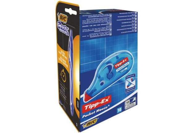 Immagine di Correttori a nastro TIPP-EX Pocket Mouse 4.2 mm x 10 m Conf. da 10 + Penna Gelocity Quick Dry Blu -