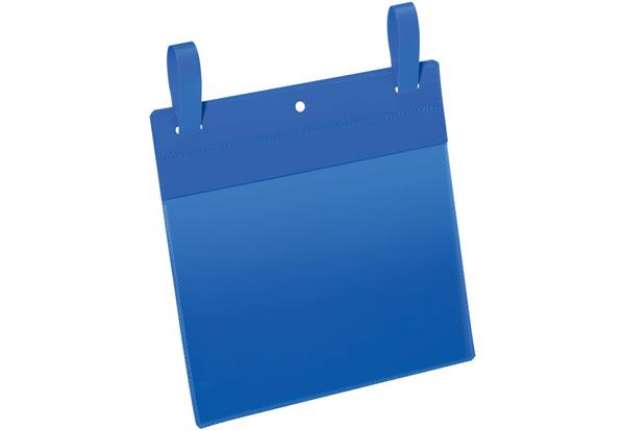 Immagine di Tasche per identificazione Durable con fascette di aggancio blu f.to esterno mm 223x380- inserto A5