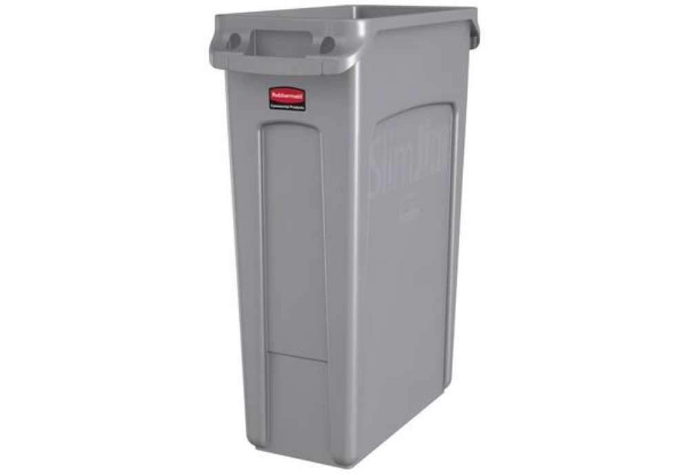 Immagine di Contenitore rifiuti per differenziata Rubbermaid Slim Jim® con canali di ventilazione 87 L Grigio -