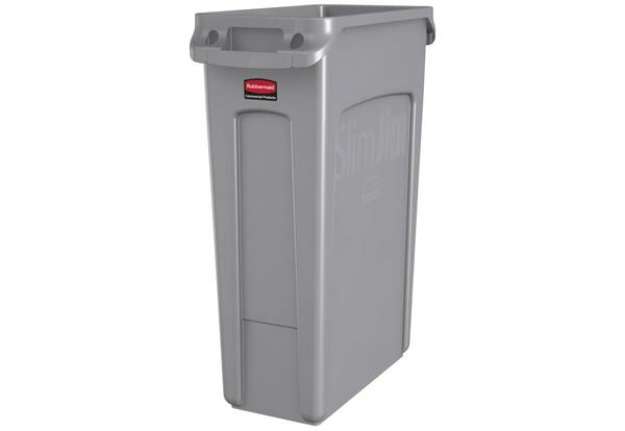 Immagine di Contenitore rifiuti per differenziata Rubbermaid Slim Jim® con canali di ventilazione 87 L Grigio -