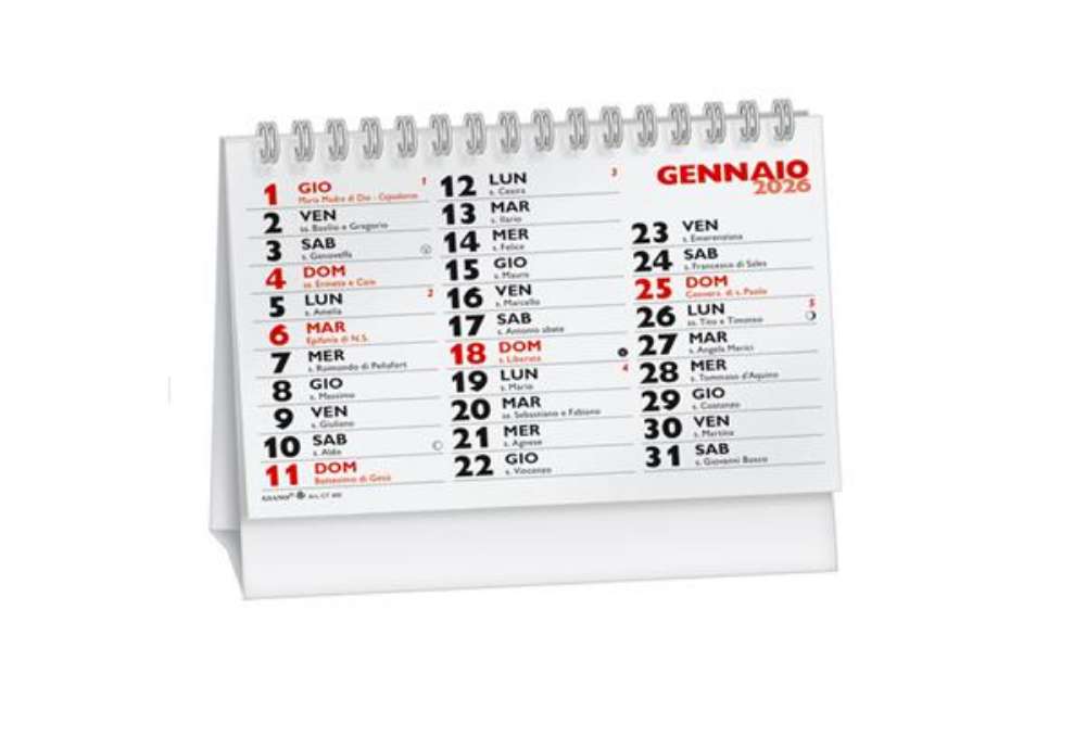 Immagine di Calendario da Tavolo 2027 wire-o (13 fogli) 14,4x10,2 cm rosso/nero 27-CT400