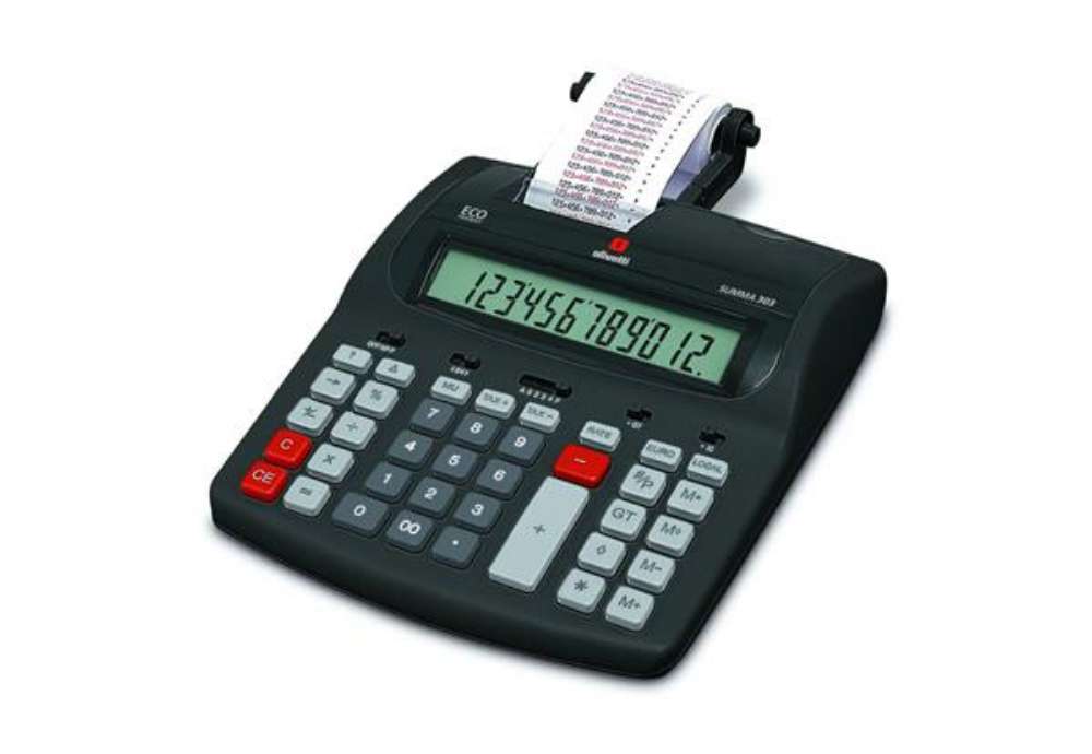 Immagine di Calcolatrice scrivente da tavolo OLIVETTI Summa 303EU con display LCD a 12 cifre nero - B4646 000