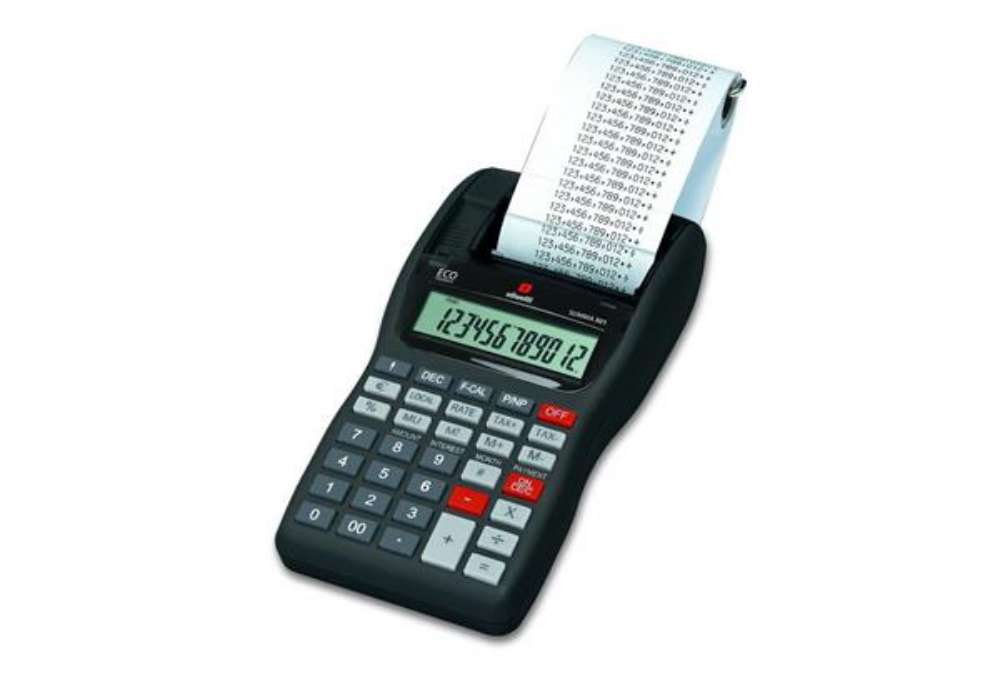 Immagine di Calcolatrice scrivente da tavolo OLIVETTI Summa 301 EU con display LCD a 12 cifre nero - B4621 000