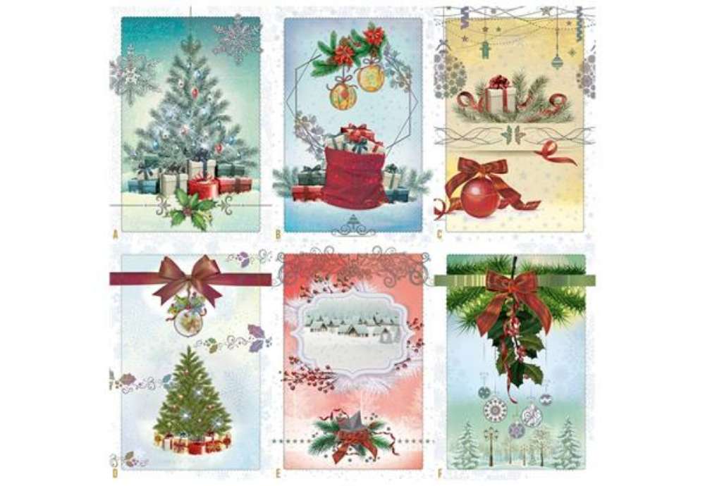 Immagine di Biglietti augurali Natalizi glitterati 12x18 cm - conf. 6 pz Biembi B2X202C61